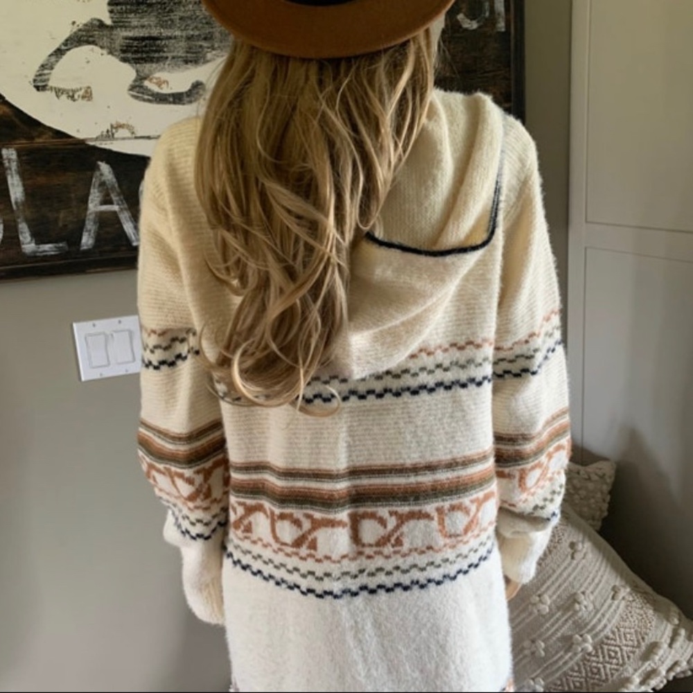 New Cozy Oversized Hooded Pocketed Long Cardigan Sweater Coat Western Boho - Picture 6 of 7